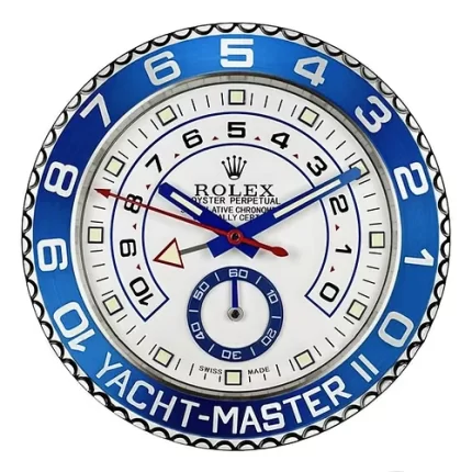 Rolex Yacht Master ll, Silver & Blue | Wall Clock