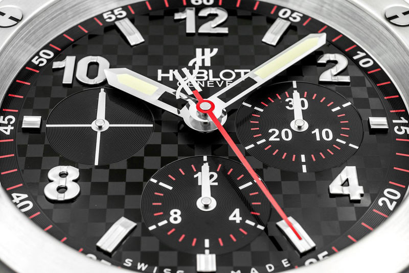 Hublot Big Bang Wall Clock | Carbon Fibre Chronograph Dial Silver & Black