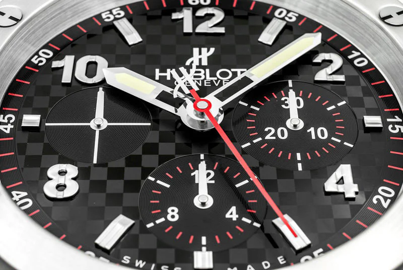 Hublot Big Bang Wall Clock | Carbon Fibre Chronograph Dial Silver & Black