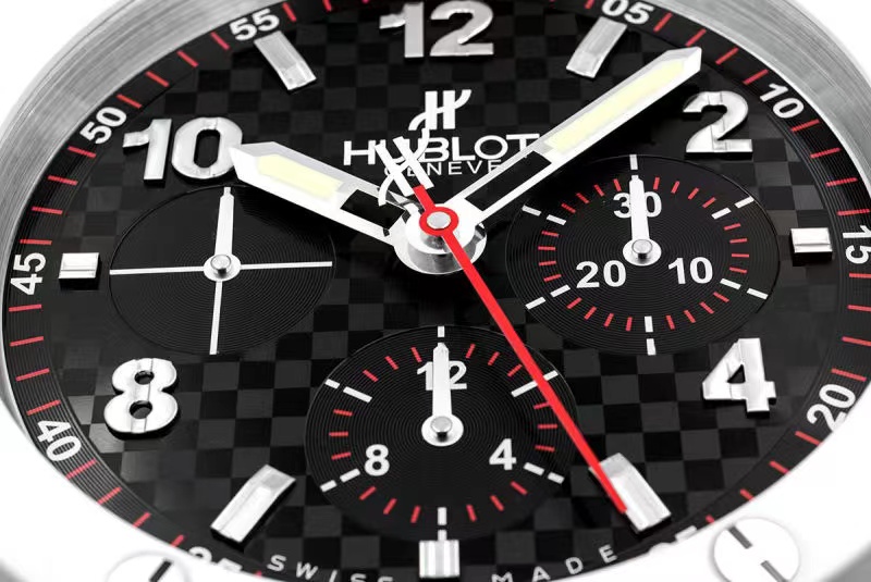 Hublot Big Bang Wall Clock | Carbon Fibre Chronograph Dial White & Black