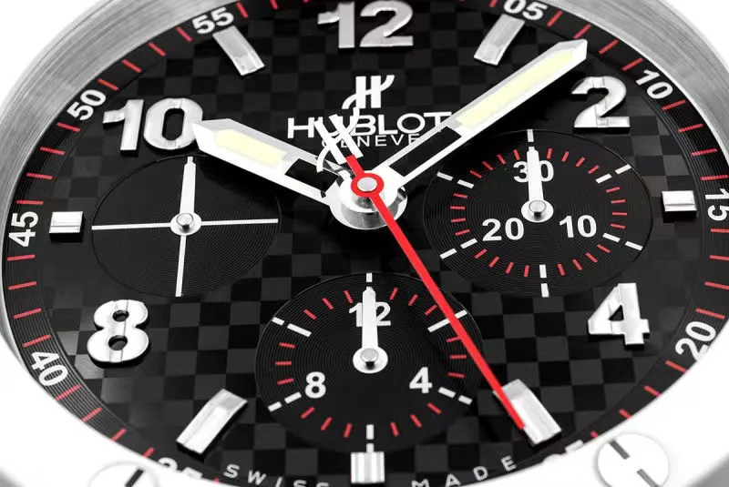 Hublot Big Bang Wall Clock | Carbon Fibre Chronograph Dial White & Black