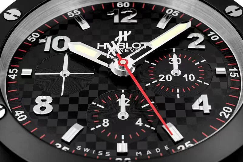 Hublot Big Bang Wall Clock | Carbon Fibre Chronograph Dial Black
