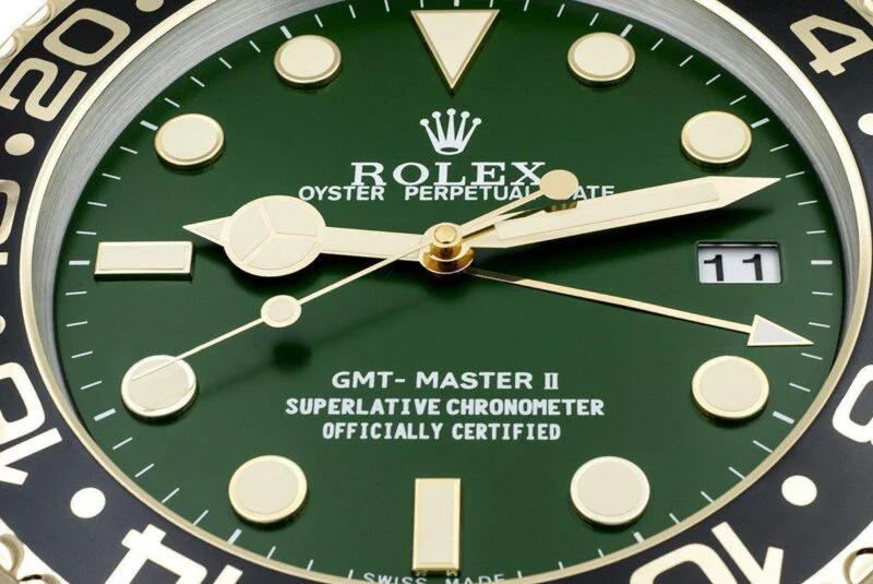 Rolex GMT Master Series,Gold & Green Vintage | Wall Clocks